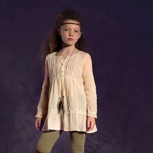 Jak & Peppar Boutique Girls 10 12 14 Farrah cream peasant blouse shirt top dress